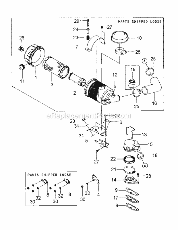 Fd791d-As04 Air Filter & Muffler Diagram and Parts List for M60-KW 53AB5GFX750 Cub Cadet Sprayer